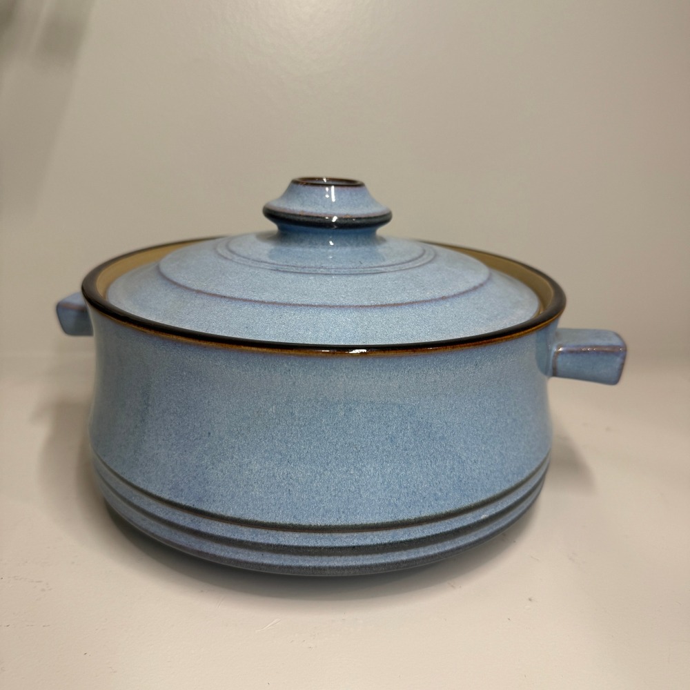 Denby-Langley Corfu Blue Stoneware Round Casserole Dish with Lid Made in England - Picture 7 of 12